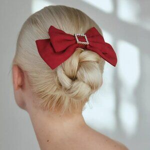 NWT Urban Outfitters Rhinestone Embellished Red Bow Hair Clip Barrette